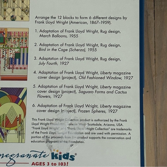 Frank Lloyd Wright Block Puzzle - 6 Puzzles. - Picture 9 of 11